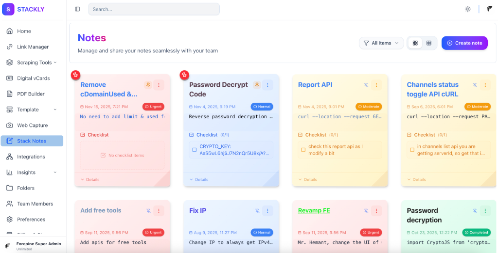 Stack Notes Overview